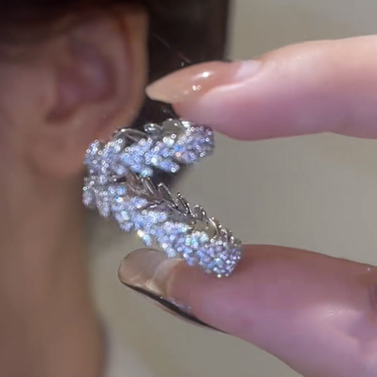 Zircon Leaf Double Layer Ear Cuff