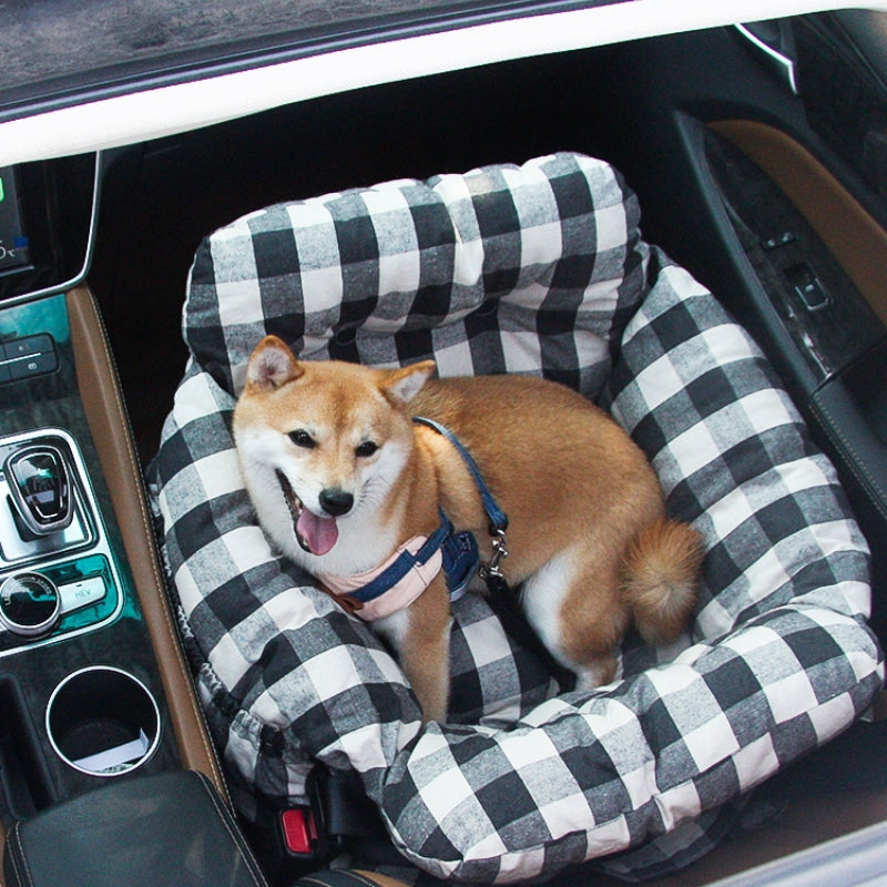 Dog Car Seat with Safety Strap and Cushion