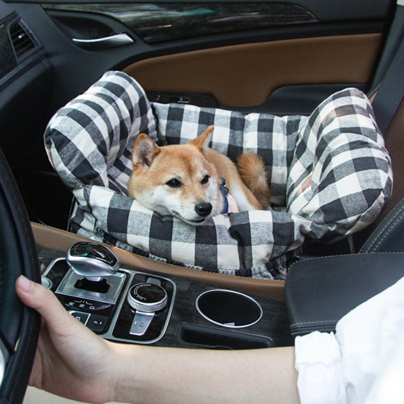 Dog Car Seat with Safety Strap and Cushion