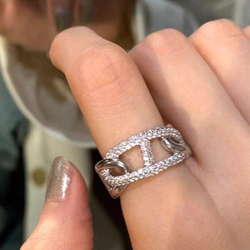 S925 Sterling Silver Simple Diamond Wrap Ring