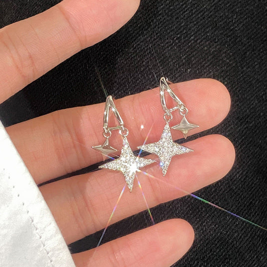 Delicate Overlapping Star Zirconia Earrings