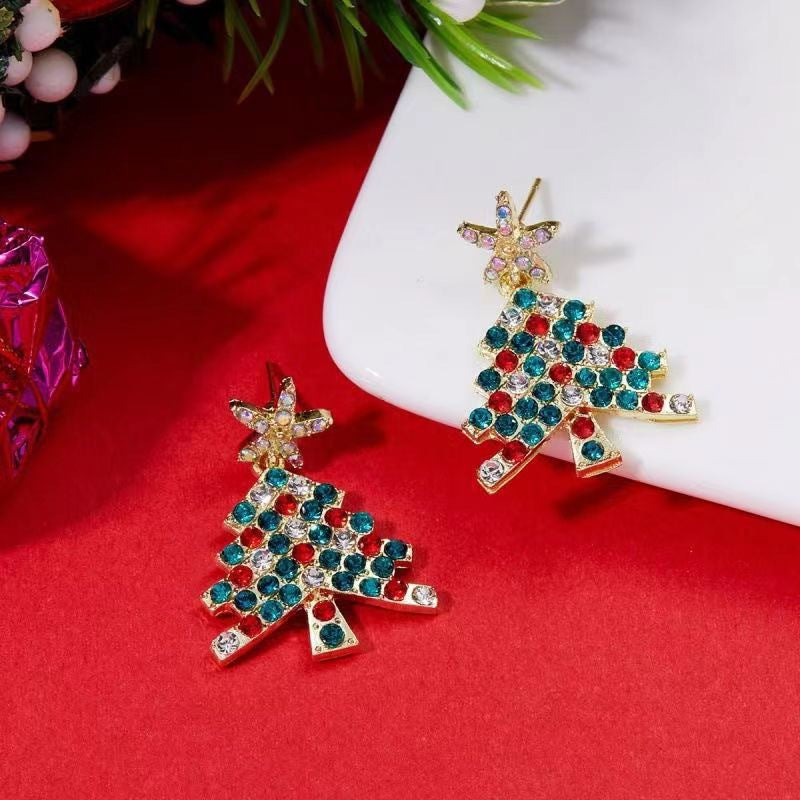 Colourful Christmas Tree Earrings