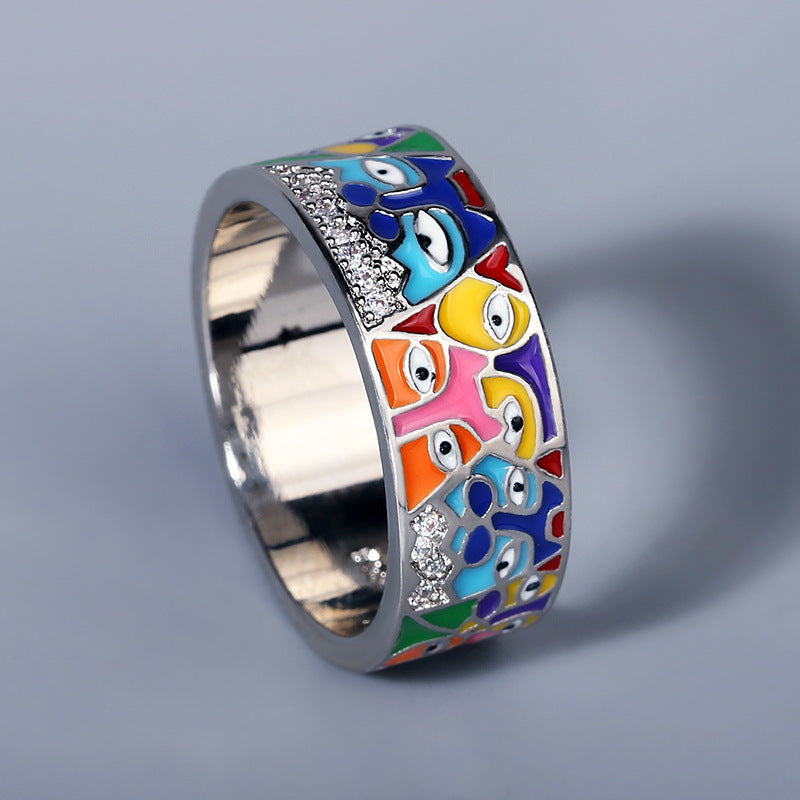 Family Enamel&Diamonds Women's Ring