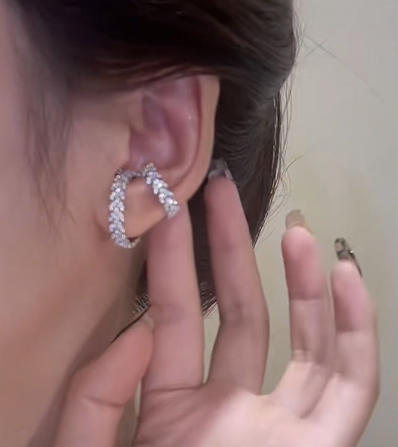Zircon Leaf Double Layer Ear Cuff