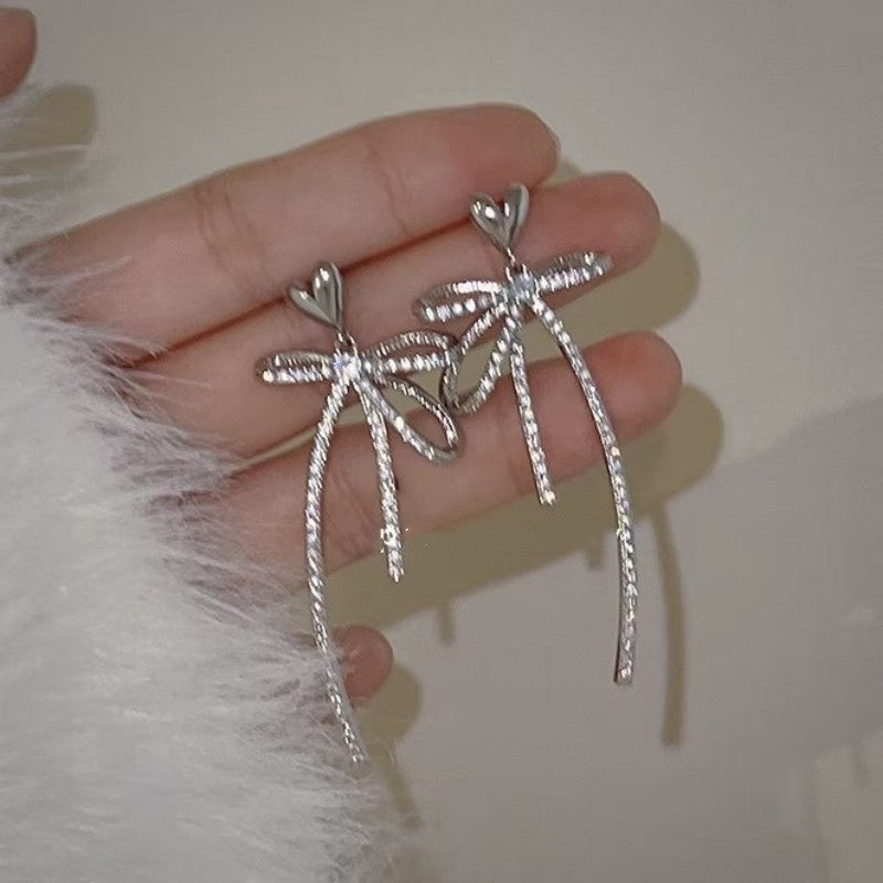 Rhinestone bow earrings