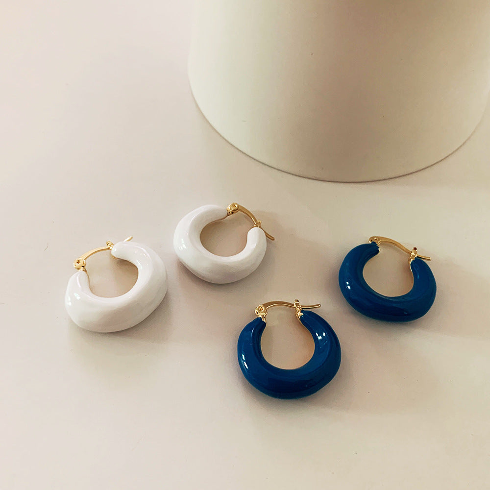 Colorful Drop Glaze Hoop Earrings