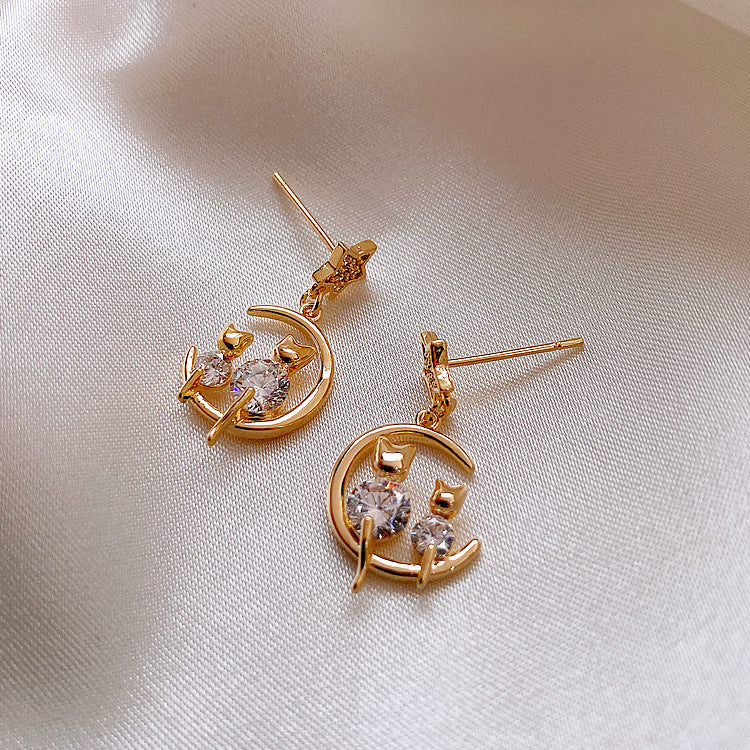 Cat & Moon Earrings