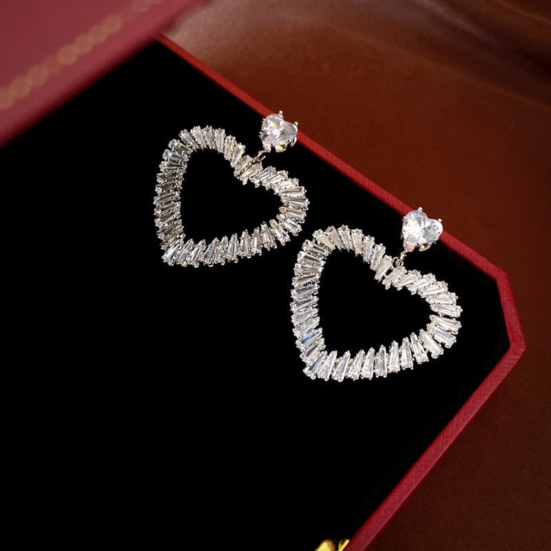 Zircon Heart Vintage Earrings