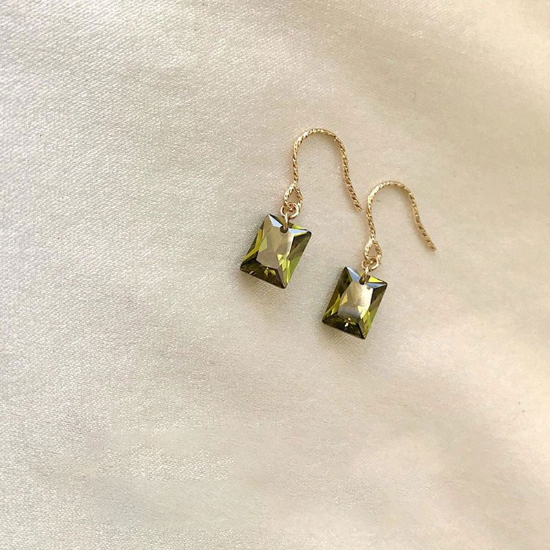 S925 Sterling Silver Green Zirconia Earrings