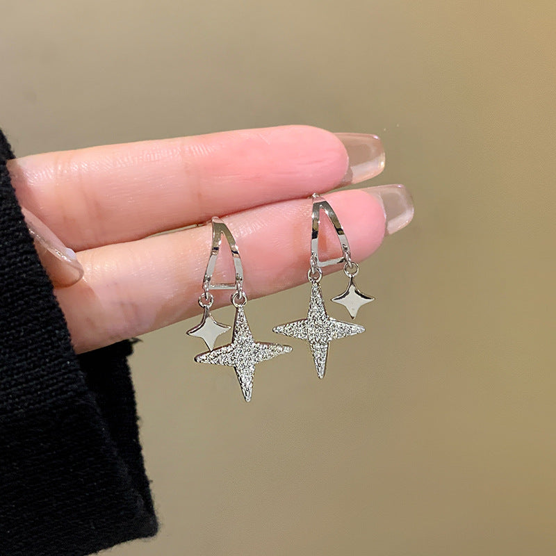 Delicate Overlapping Star Zirconia Earrings