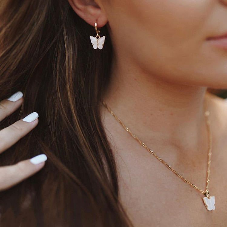 Pearl Butterfly Huggie Earrings