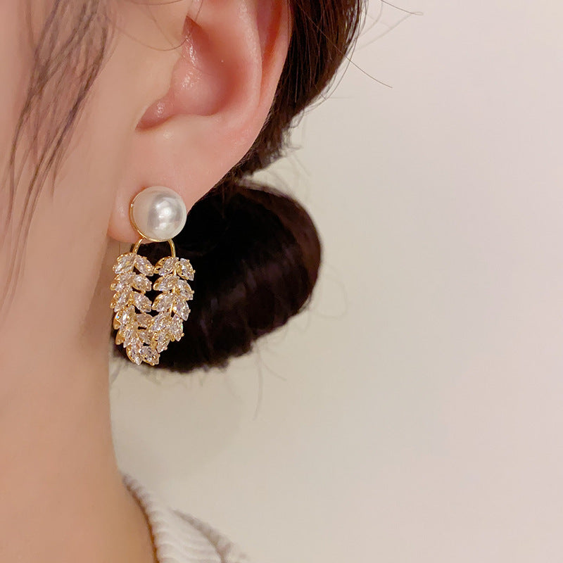 Pearl Leaf Earrings