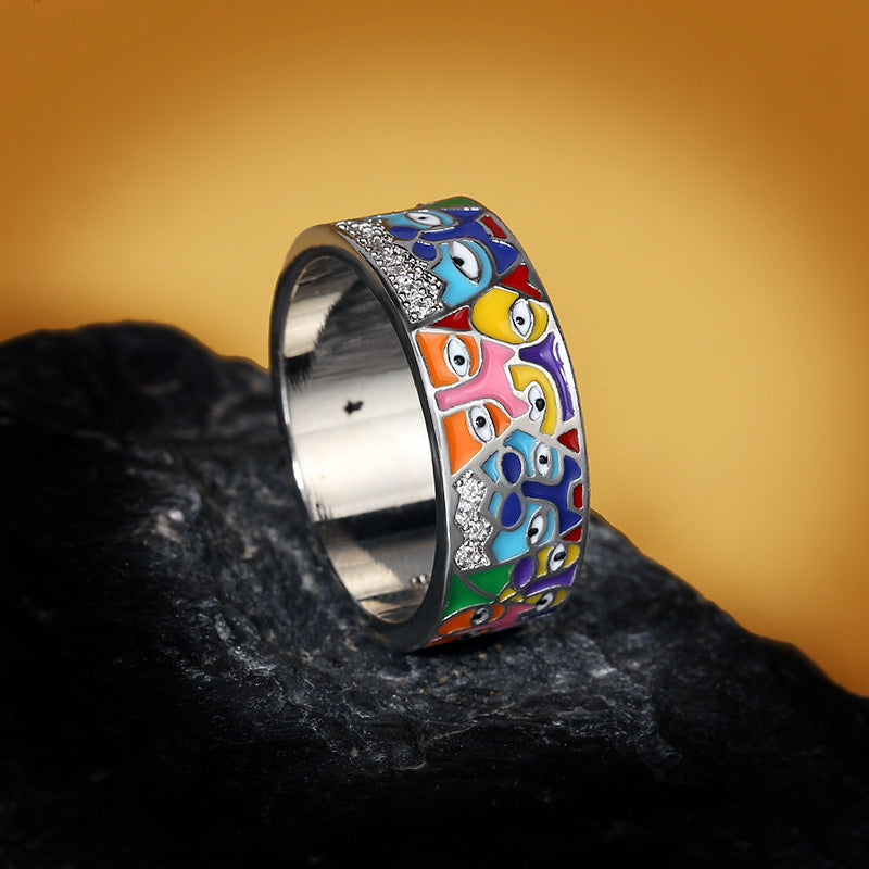 Family Enamel&Diamonds Women's Ring