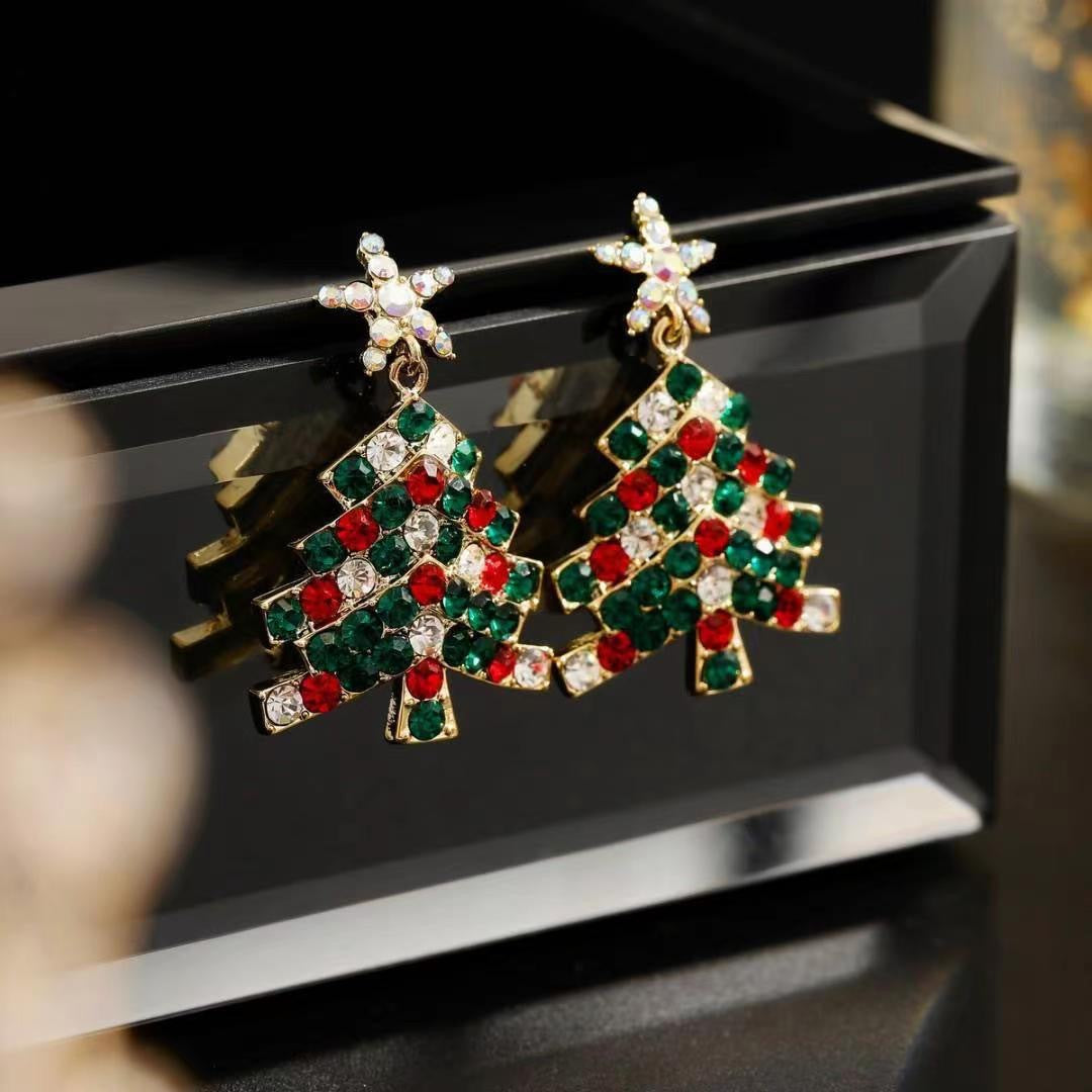 Colourful Christmas Tree Earrings