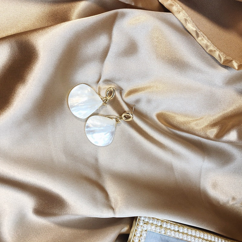 Shell fan-shaped geometric retro handmade earrings