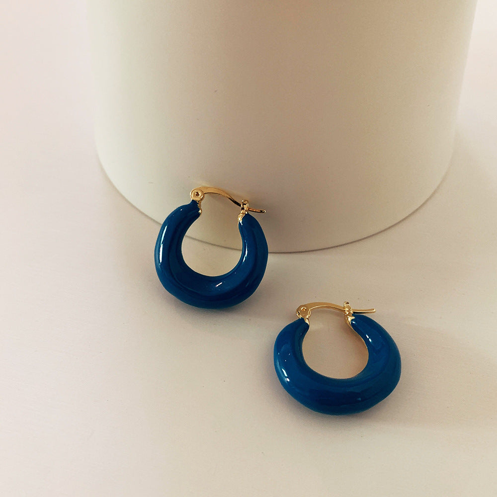 Colorful Drop Glaze Hoop Earrings