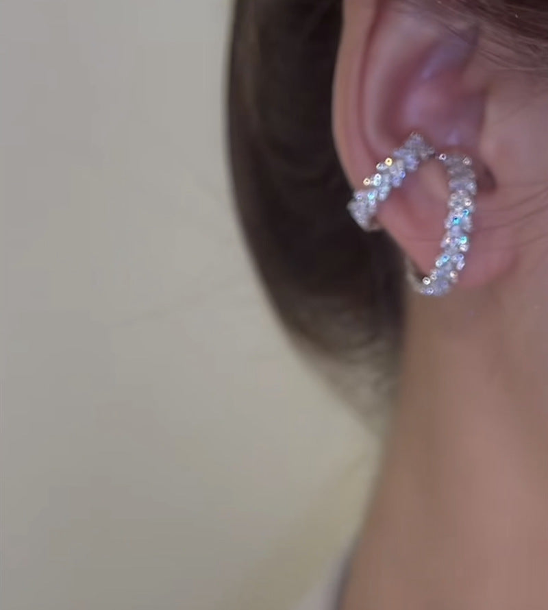 Zircon Leaf Double Layer Ear Cuff