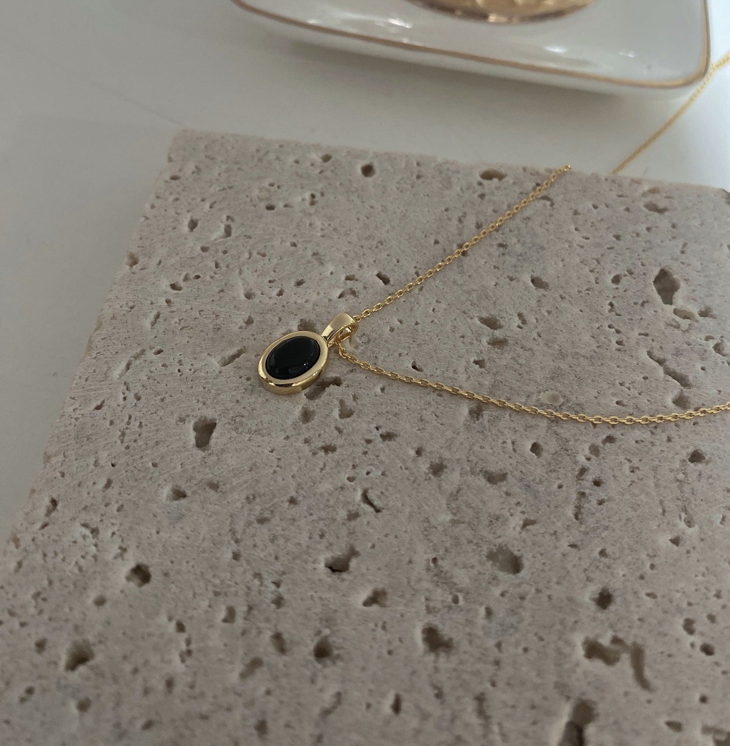 Black onyx pearl stacking necklace