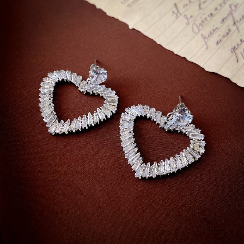 Zircon Heart Vintage Earrings