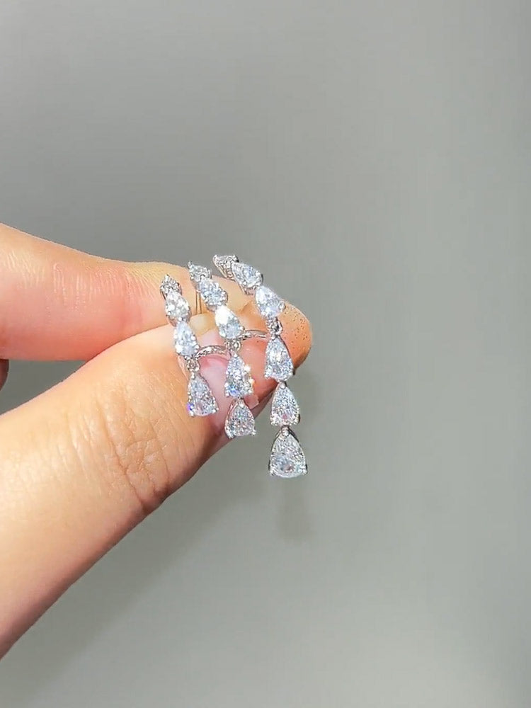 Raindrop Zirconia Tassel Earrings