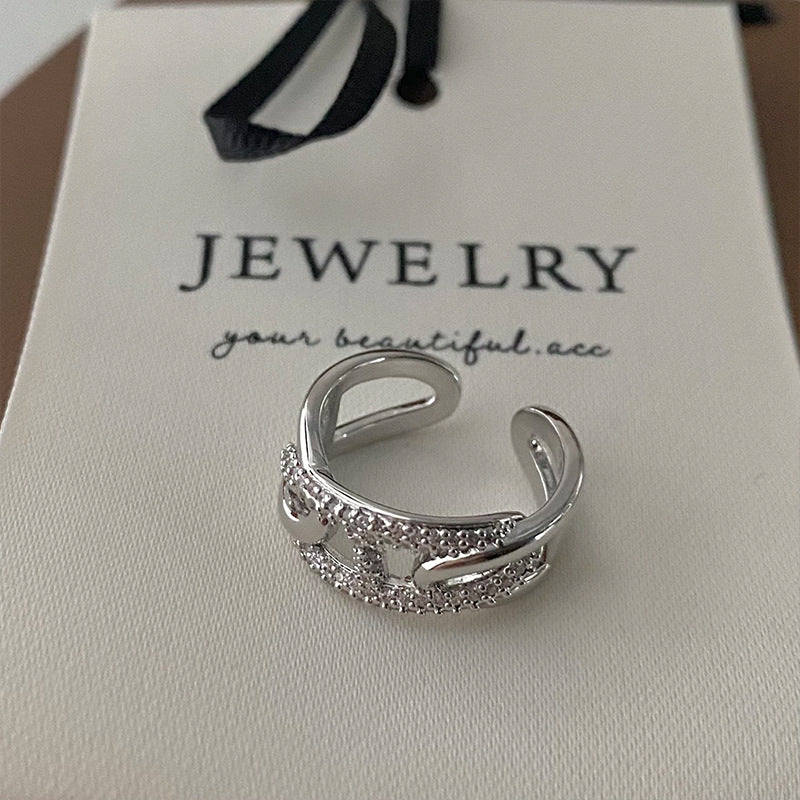 S925 Sterling Silver Simple Diamond Wrap Ring