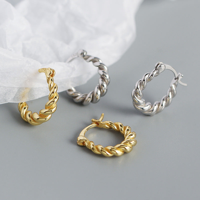Croissant 925 Sterling Silver Hoop Earrings