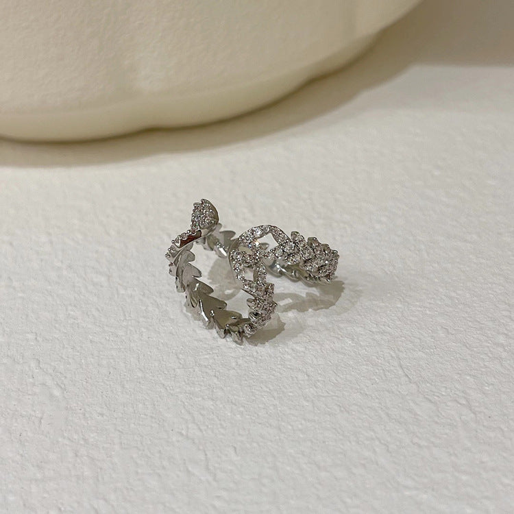 Zircon Leaf Double Layer Ear Cuff