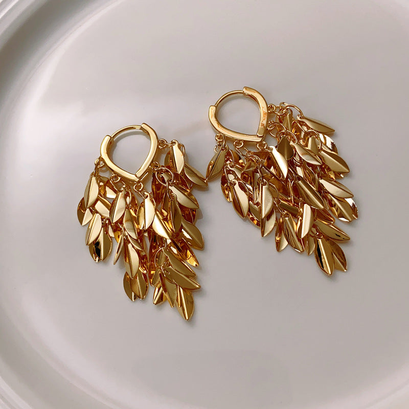 Leaf Tassel Earrings