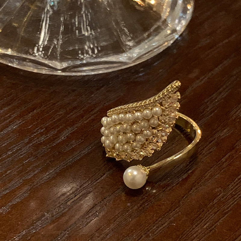 Angel Wing Pearl Ring