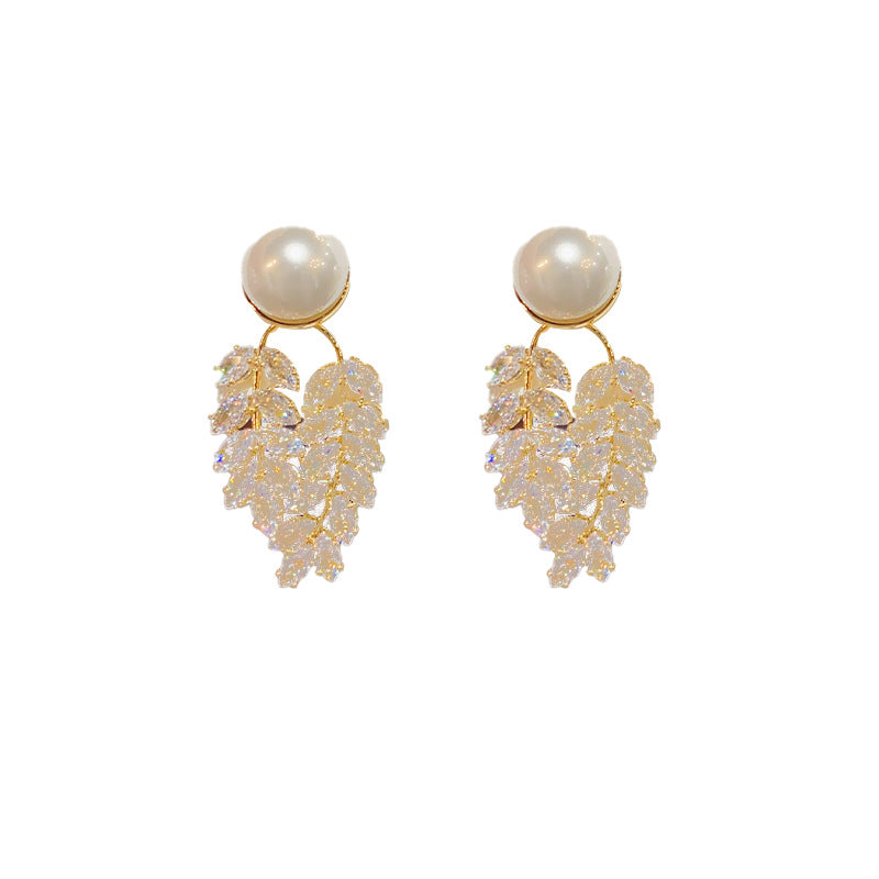Pearl Leaf Earrings