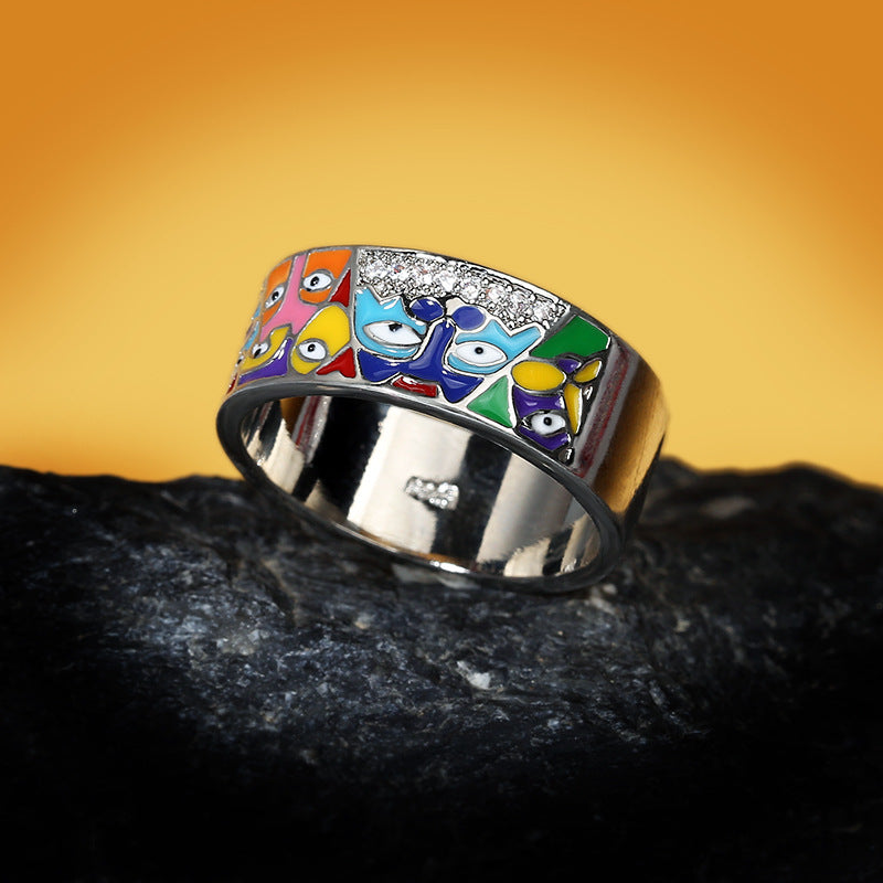 Family Enamel&Diamonds Women's Ring