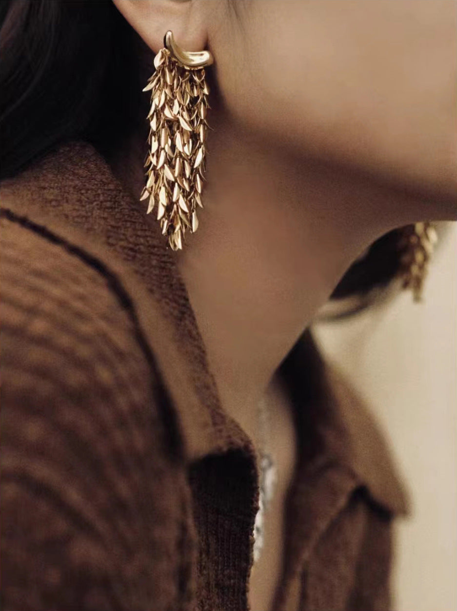 Long Tassel Leaf Earrings