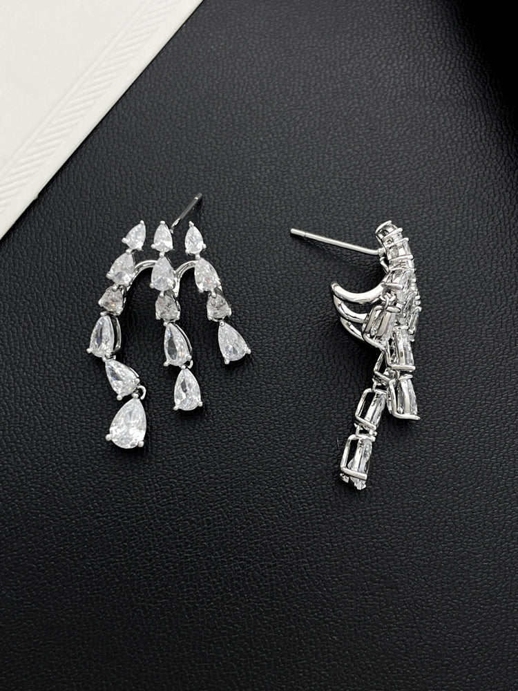Raindrop Zirconia Tassel Earrings