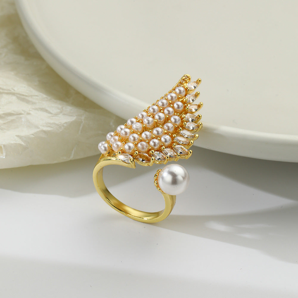 Angel Wing Pearl Ring