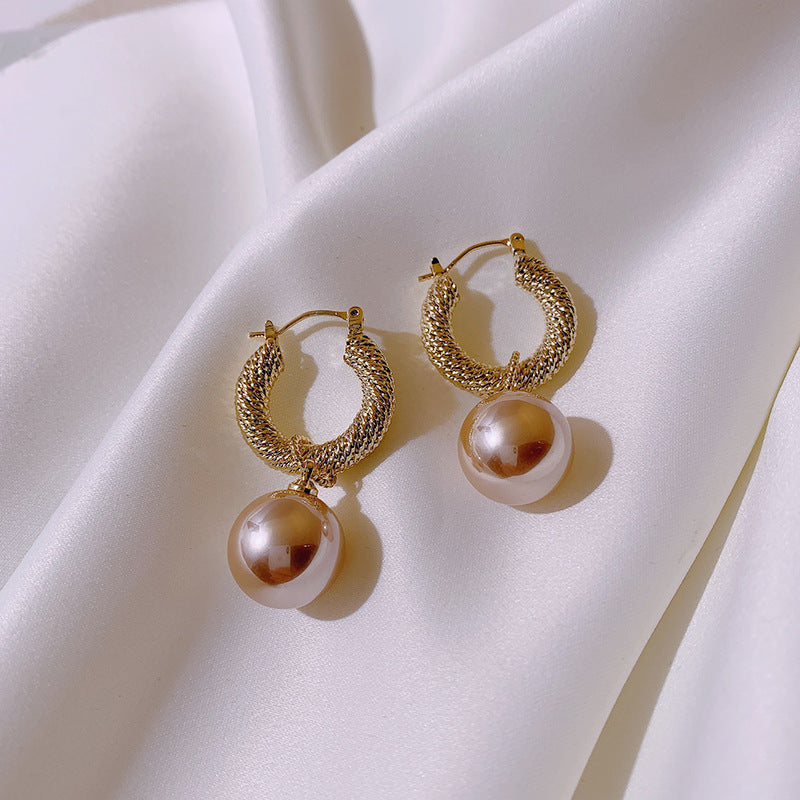 Vintage Metal Pearl Earrings