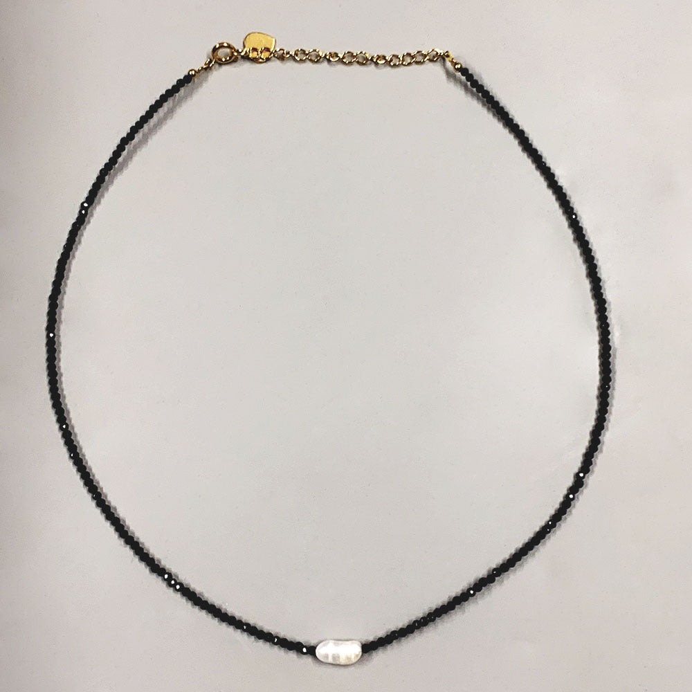 Stacked Black Spinel Pearl Necklace