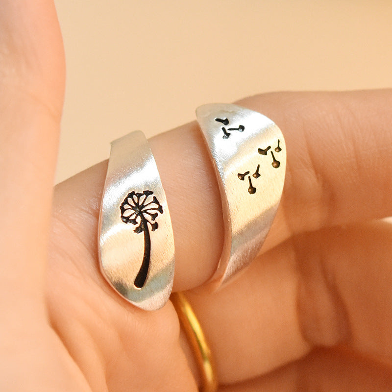 Make A Wish' Sterling Silver Dandelion Ring