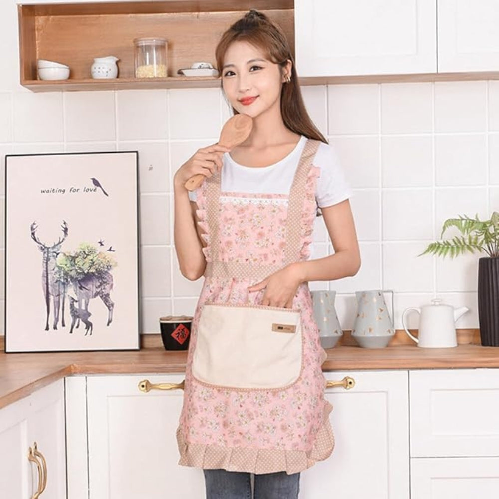 Apron Cotton Floral Waterproof Kitchen Wear