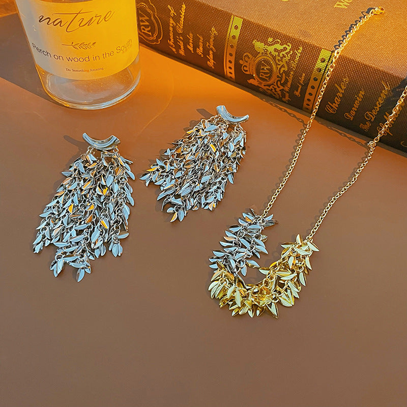 Long Tassel Leaf Earrings