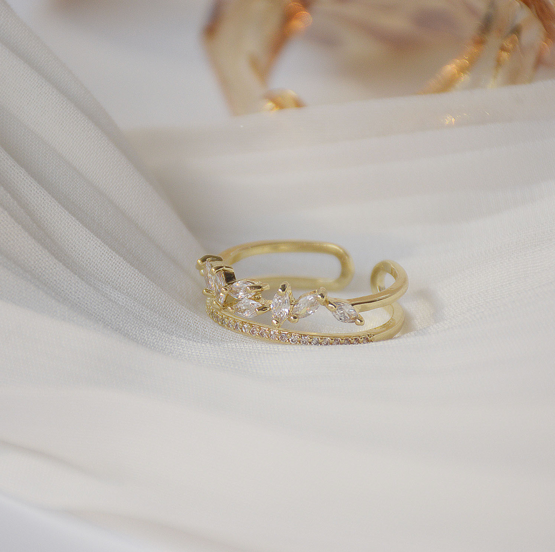 14ct Gold Crystal Stacking Ring