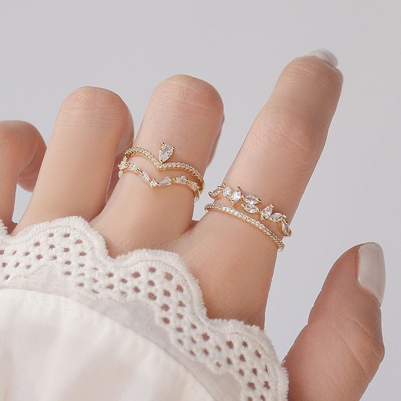 14ct Gold Crystal Stacking Ring