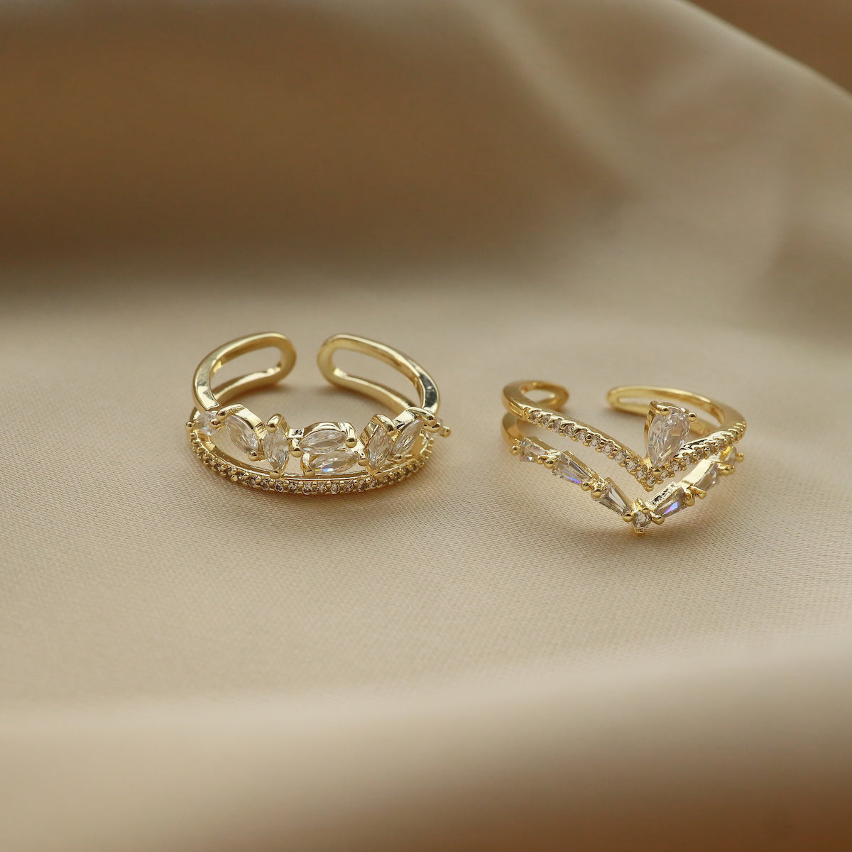 14ct Gold Crystal Stacking Ring