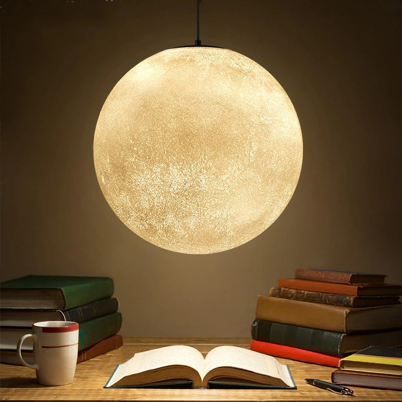 3D Moon Pendant Light | Touch Control LED Lamp for Bedroom