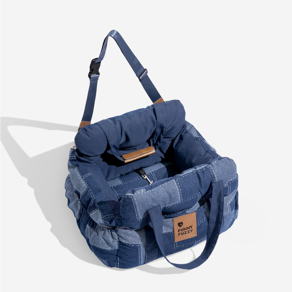 Dog Car Seat with Safety Strap and Cushion