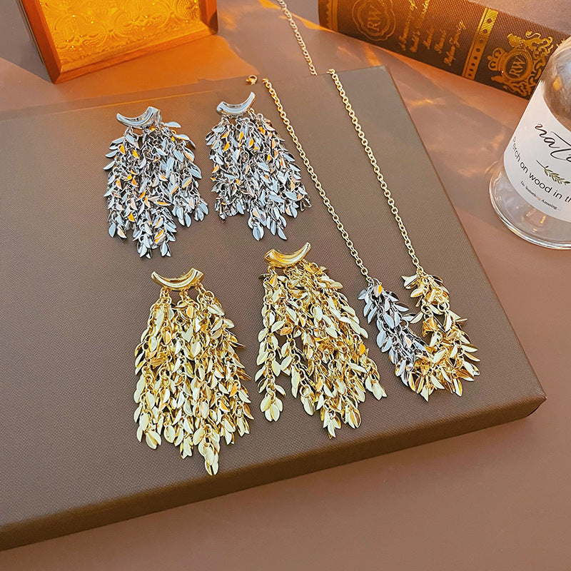 Long Tassel Leaf Earrings
