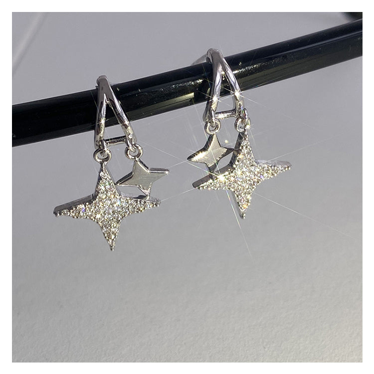 Delicate Overlapping Star Zirconia Earrings