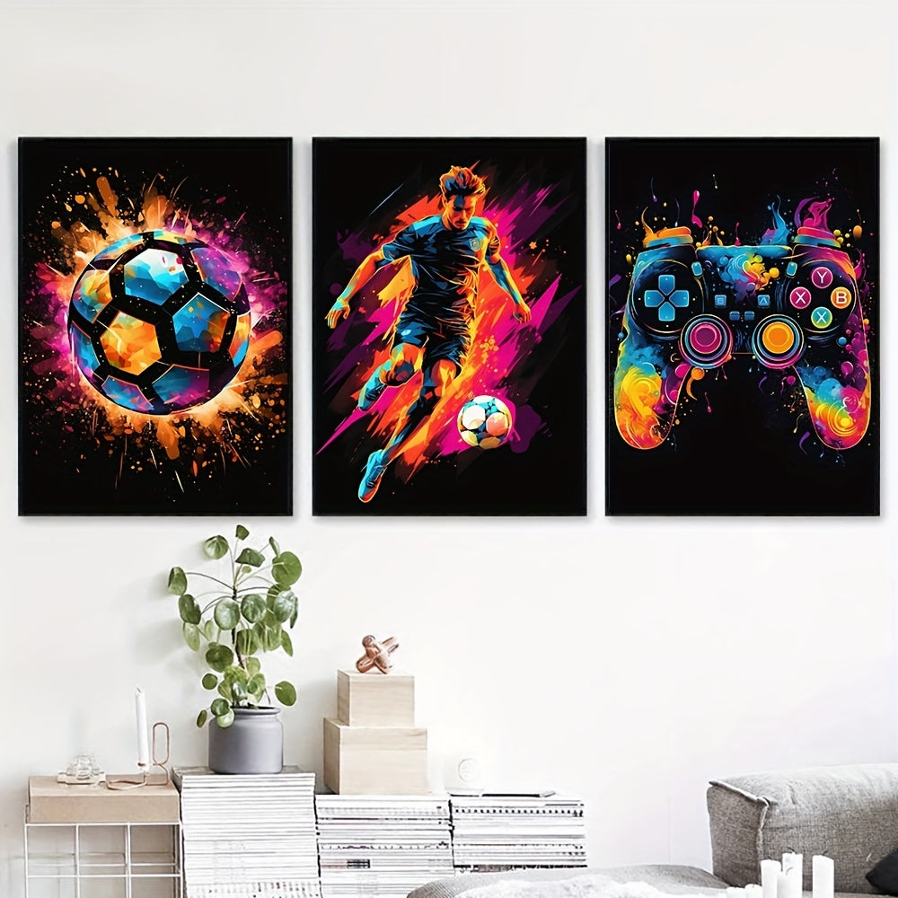 Wall Art Set Abstract Gaming Football Prints