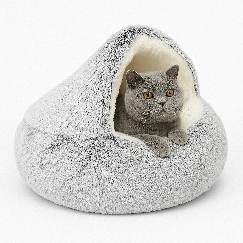 Cat Bed Plush Cave for Anxiety Relief