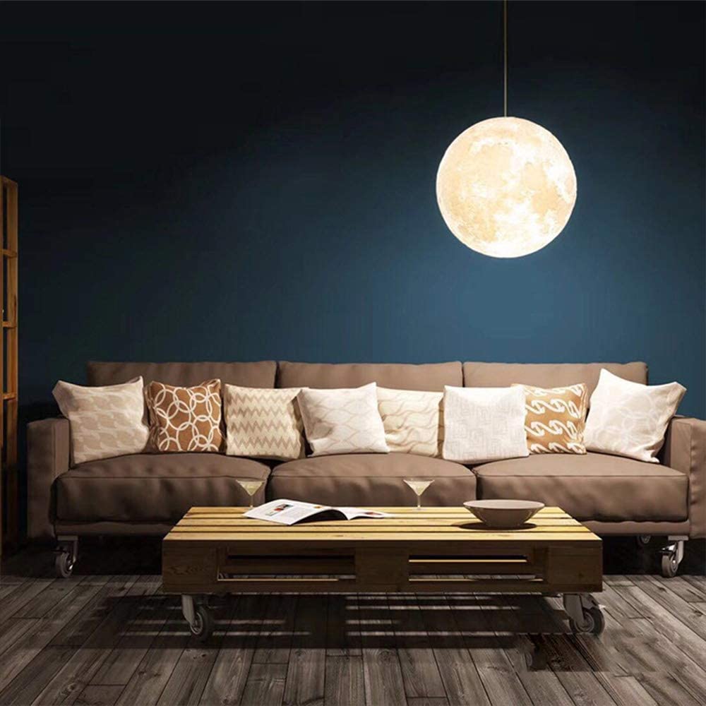 3D Moon Pendant Light | Touch Control LED Lamp for Bedroom