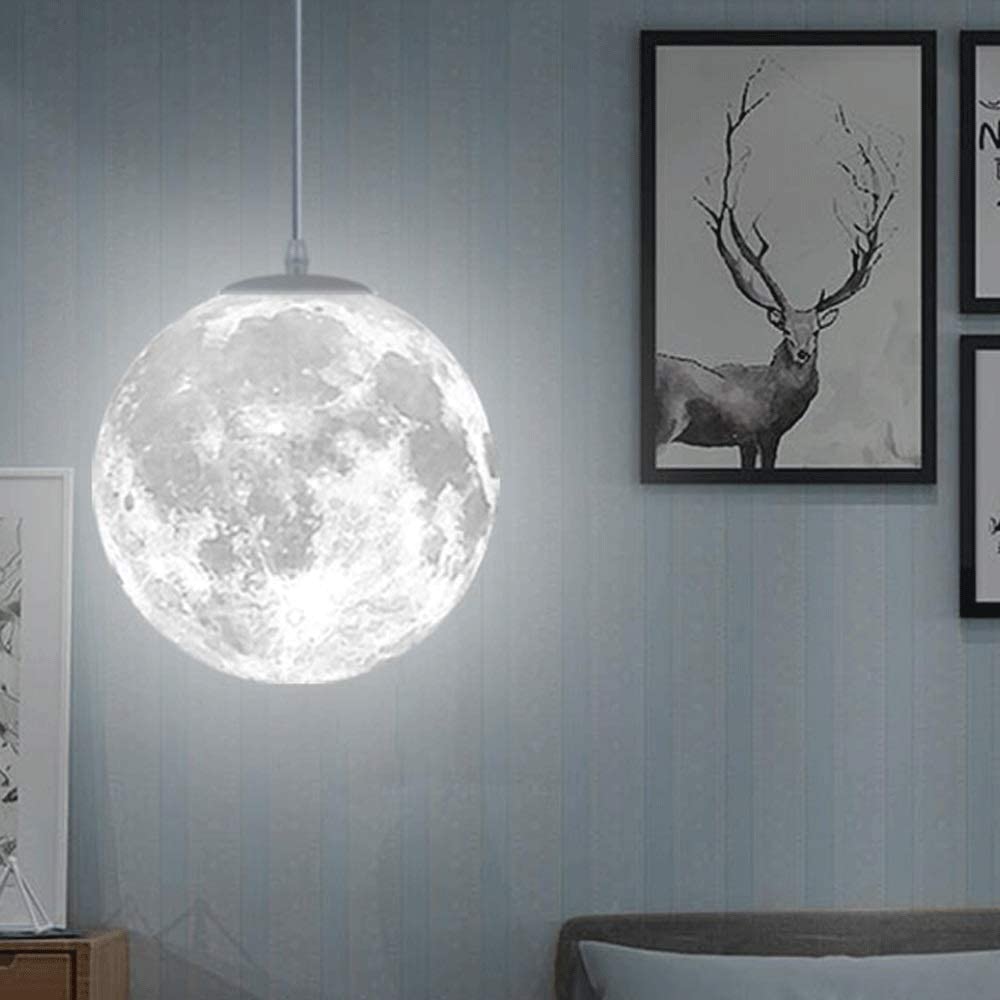 3D Moon Pendant Light | Touch Control LED Lamp for Bedroom